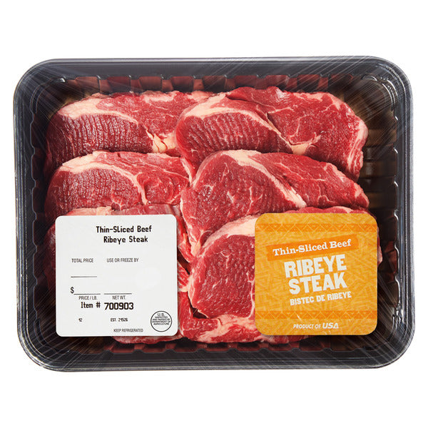 Thin-Sliced Beef Ribeye Steak,  1.75 lb